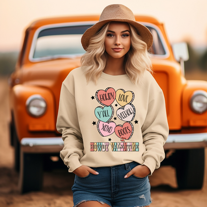 Howdy Valentine Conversational Hearts Sweatshirt