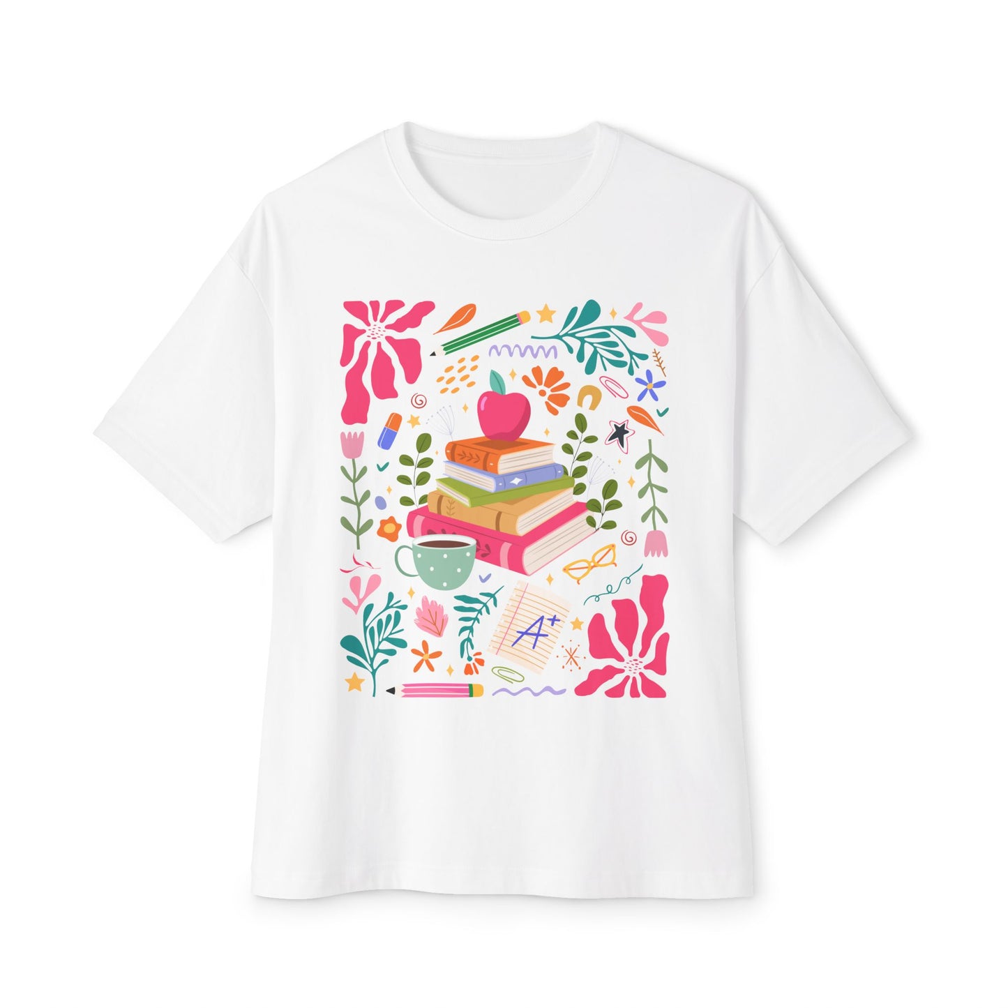 Whimsical Book Lover's Oversized Tee