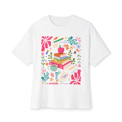 Whimsical Book Lover's Oversized Tee