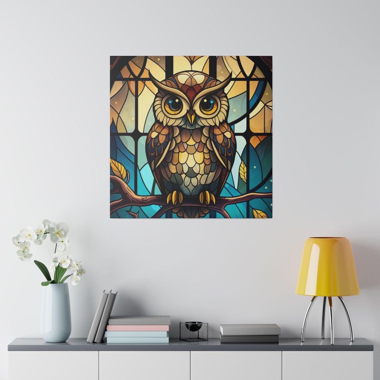 Stained Glass Owl Wall Art Matte Canvas