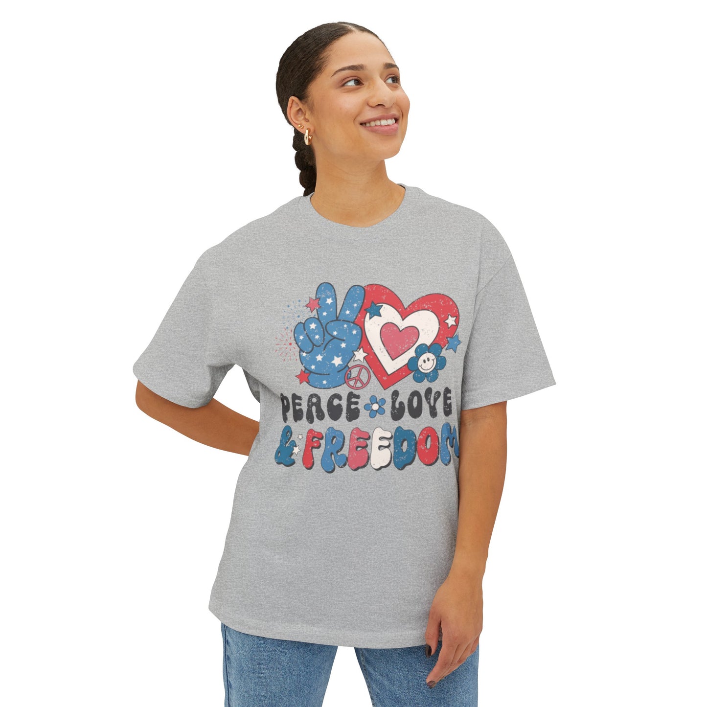 Peace Love and Freedom Oversized Boxy Tee