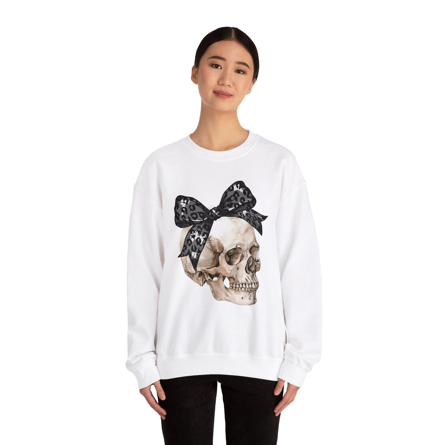 Halloween Skull with Bow Sweatshirt