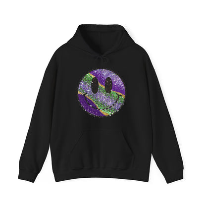 Mardi Gras Smiley Face Hooded Sweatshirt Hoodie