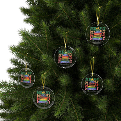 Merry Teacher Glass Ornaments