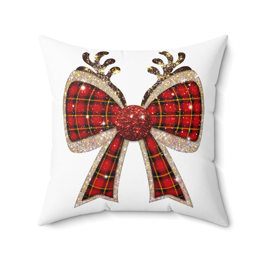 Christmas Reindeer Bow Pillow