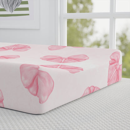 Coquette Pink Bow Heart Baby Changing Pad Cover