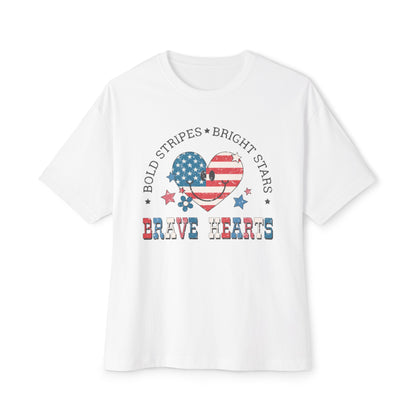 Brave Hearts 4th of July Unisex Oversized Boxy Tee