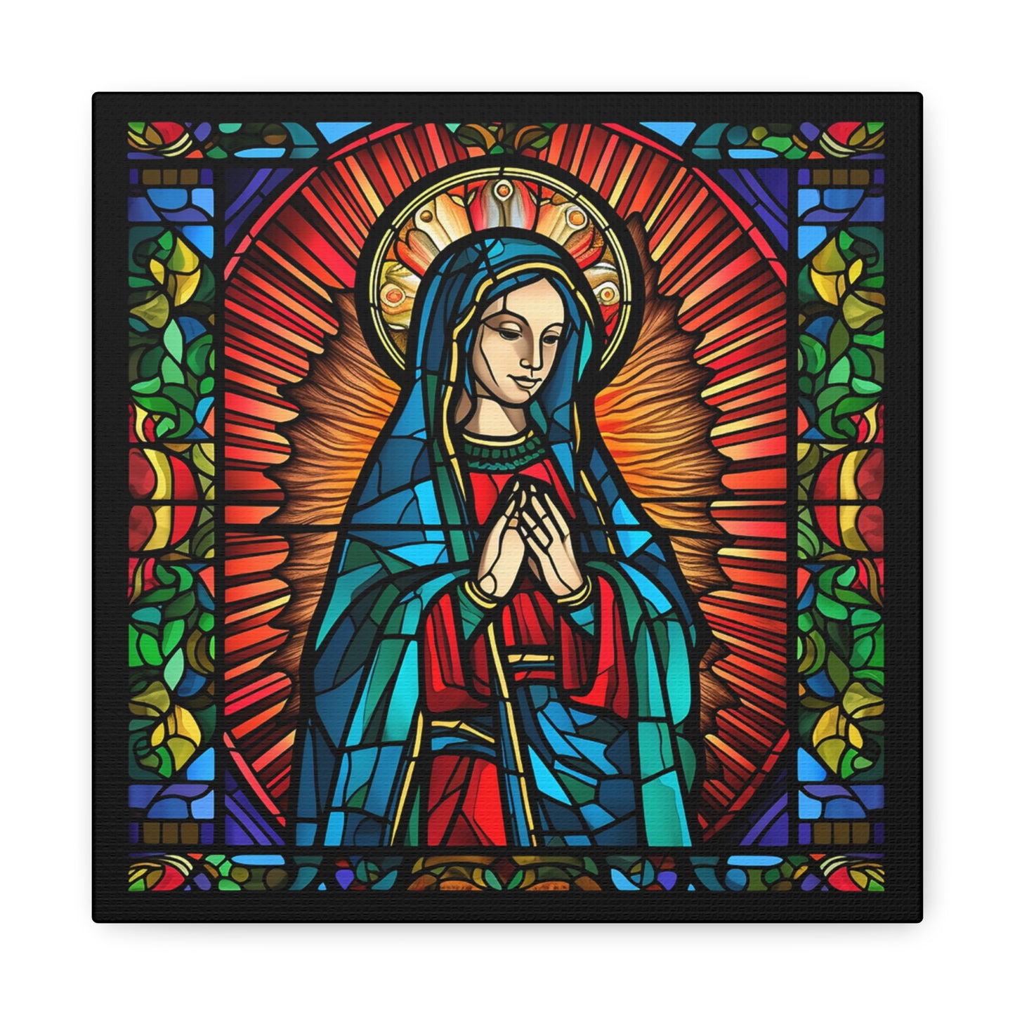 Faux Stained Glass Virgin Mary Canvas Gallery Wraps