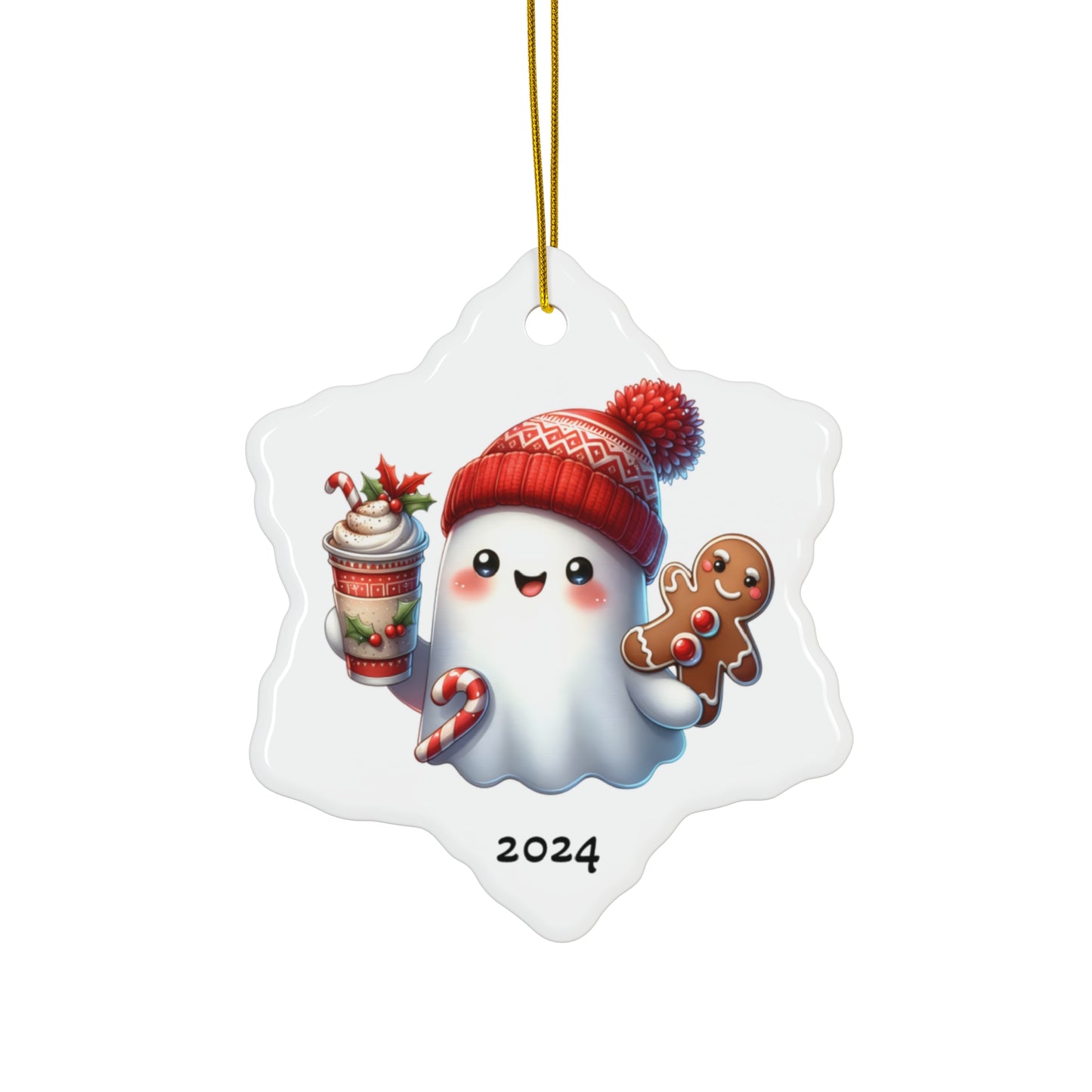 Holiday Ghost Ceramic Ornament