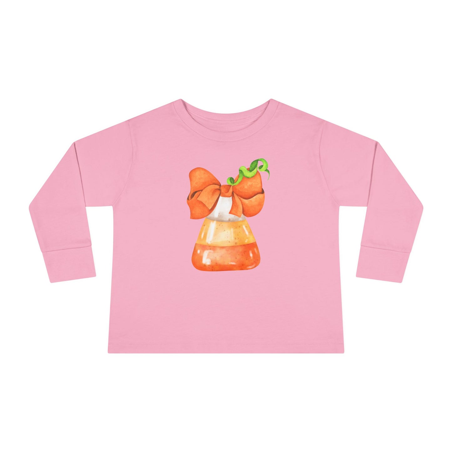 Candy Corn Coquette Halloween Toddler Long Sleeve Tee