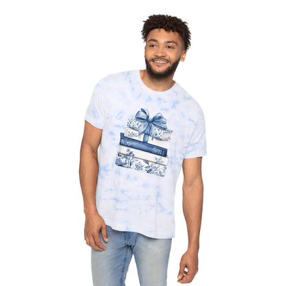 Blue Tie-Dye Book Gift Stack T-Shirt