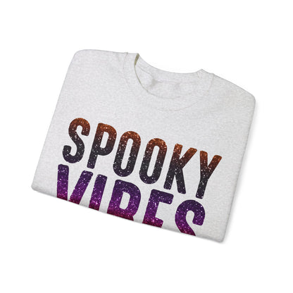 Spooky Vibes Glitter Halloween Sweatshirt