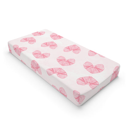 Coquette Pink Bow Heart Baby Changing Pad Cover