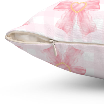 Coquette Pink Bow Square Pillow