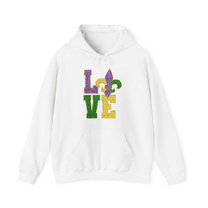 Mardi Gras LOVE Smiley Face Hoodie Sweatshirt