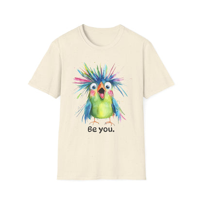 Colorful Quirky Bird Design with "Be you."