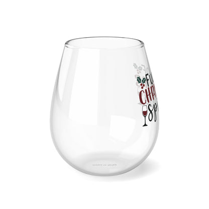 Full of Christmas Spirits Stemless Wine Glass, 11.75oz