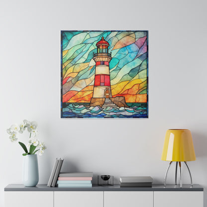 Stained Glass Lighthouse Wall Art Matte Canvas