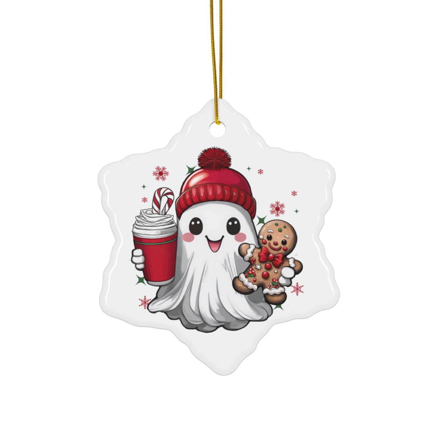 Christmas Ghost Ceramic Ornament