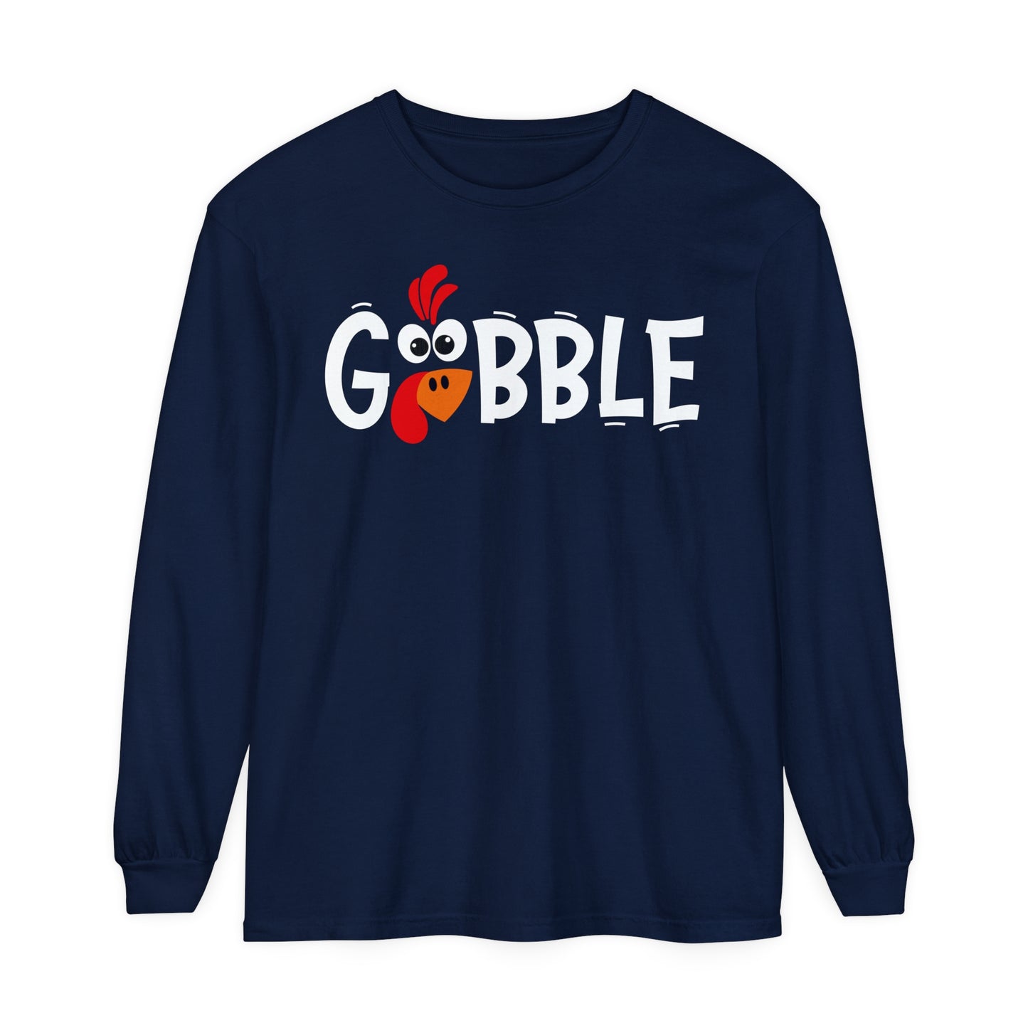 Gobble Thanksgiving Unisex Garment-dyed Long Sleeve T-Shirt