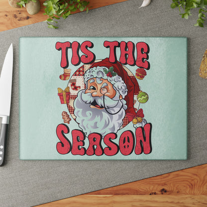 Tis The Season Christmas Glass Cutting Board