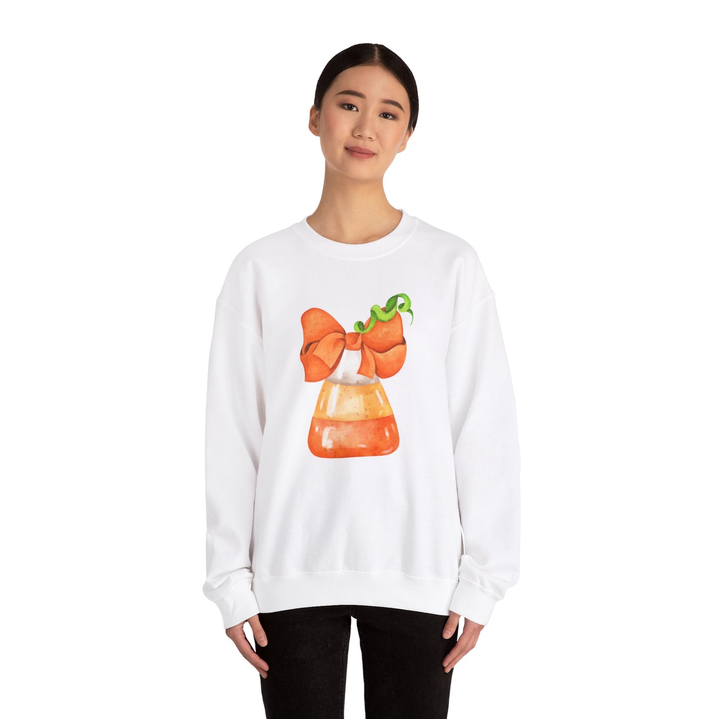 Candy Corn Coquette Halloween Sweatshirt