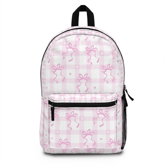 Coquette Pink Gingham Bow Backpack