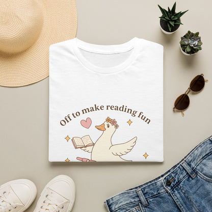 “Off to Make Reading Fun” Cute Graphic Tee