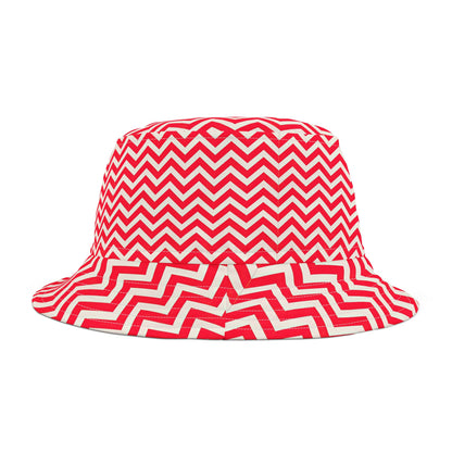 Red and White Chevron Bucket Hat