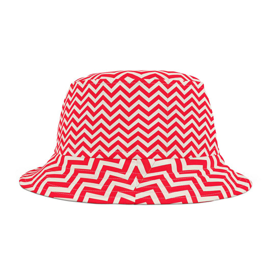 Red and White Chevron Bucket Hat