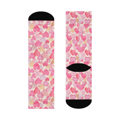 Trendy Heart Themed Crew Socks