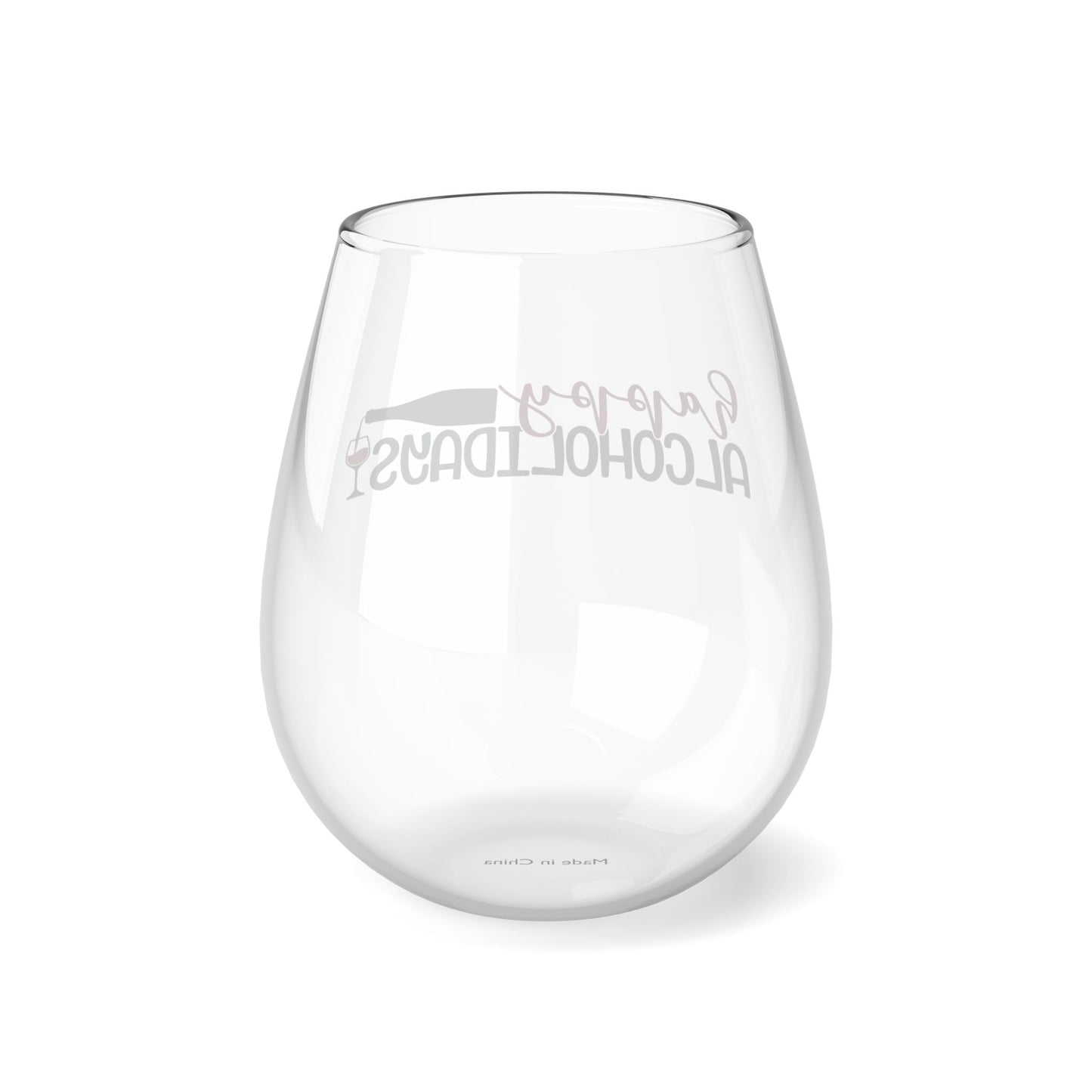 Happy Alocholidays Funny Christmas Stemless Wine Glass, 11.75oz