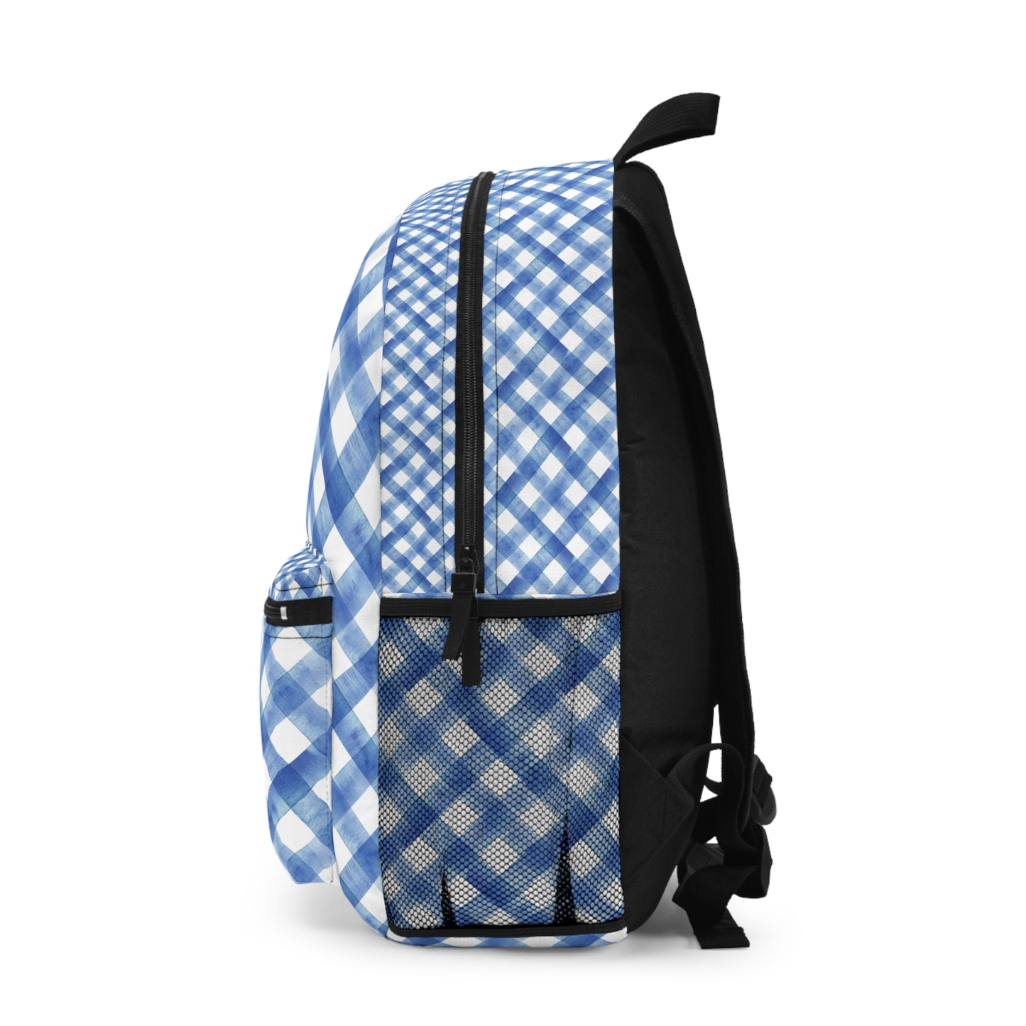 Trendy Blue Checkered School Backpack