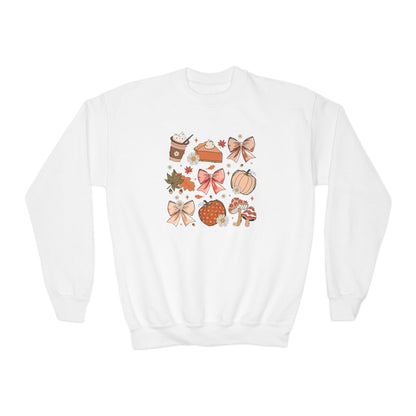 Fall Thanksgiving Vibes Youth Crewneck Sweatshirt