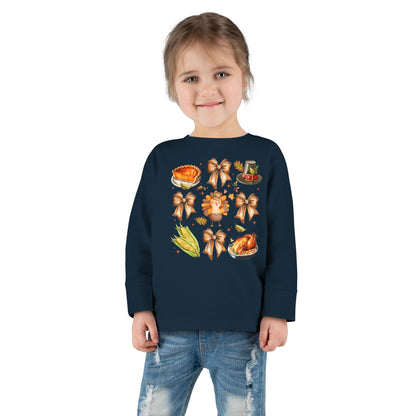 Thanksgiving Coquette Toddler Long Sleeve Tee