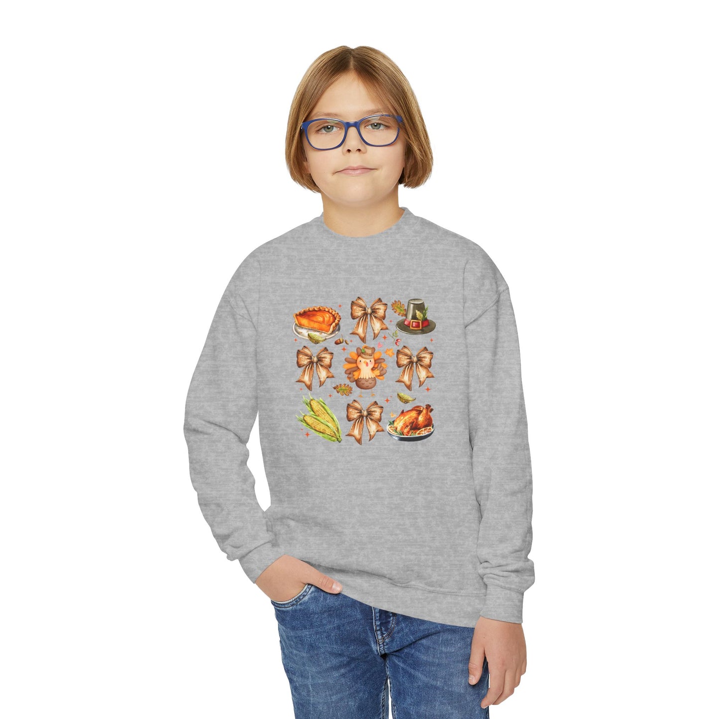 Thanksgiving Coquette Youth Crewneck Sweatshirt