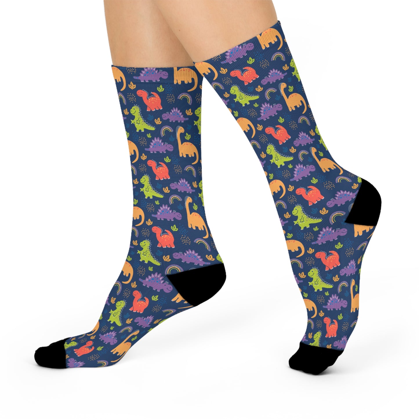 Dinosaur-themed Cushioned Crew Socks for Dinosaur Lovers