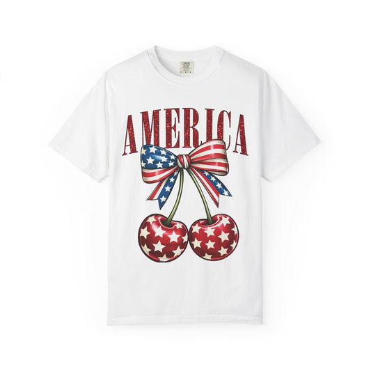 Patriotic America Cherries Graphic T-Shirt