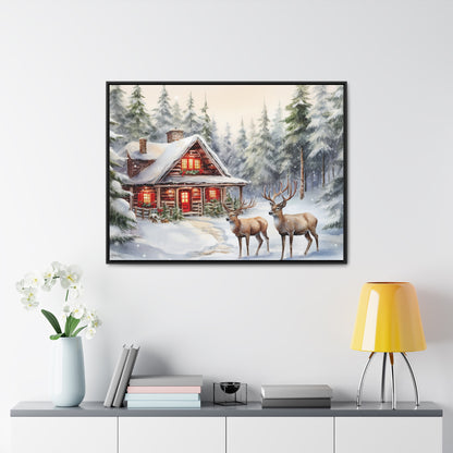 Snowy Cabin Canvas Wraps