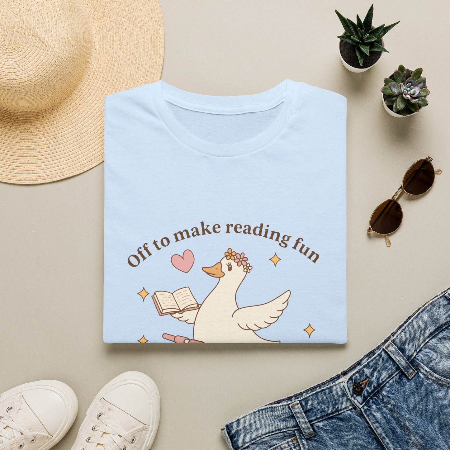 “Off to Make Reading Fun” Cute Graphic Tee