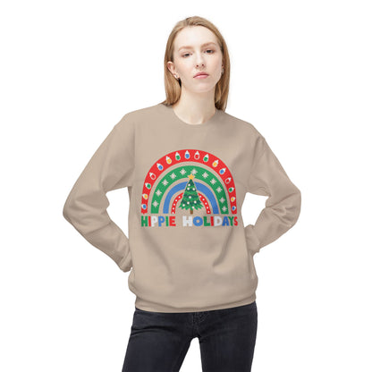 Retro Rainbow Hippie Holidays Crewneck Sweatshirt