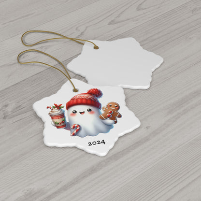 Holiday Ghost Ceramic Ornament