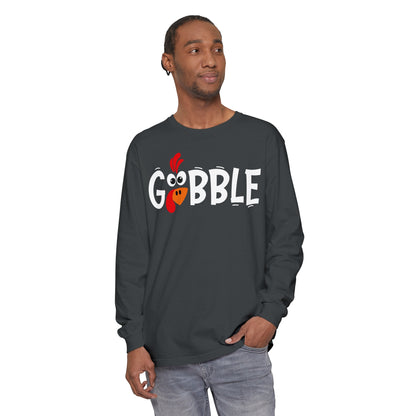 Gobble Thanksgiving Unisex Garment-dyed Long Sleeve T-Shirt