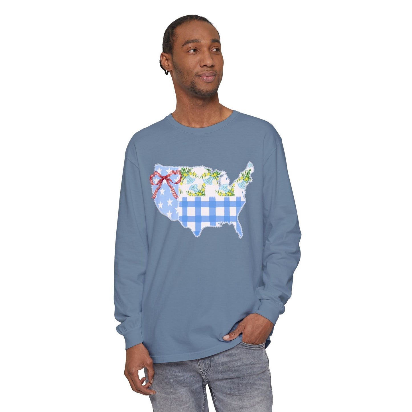 Cozy Quilted USA Long Sleeve Tee