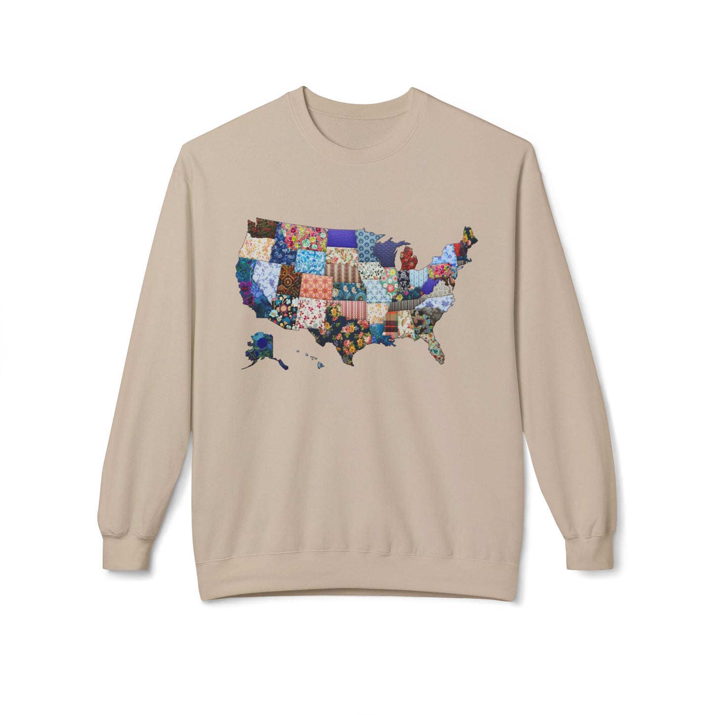 Quilted USA Map Crewneck Sweatshirt