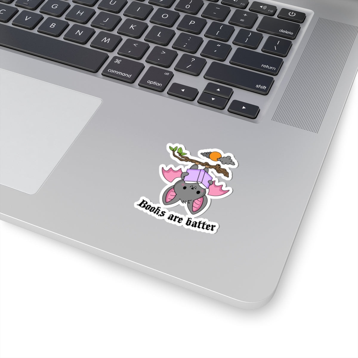 Cute Bat Reading Kiss-Cut Stickers