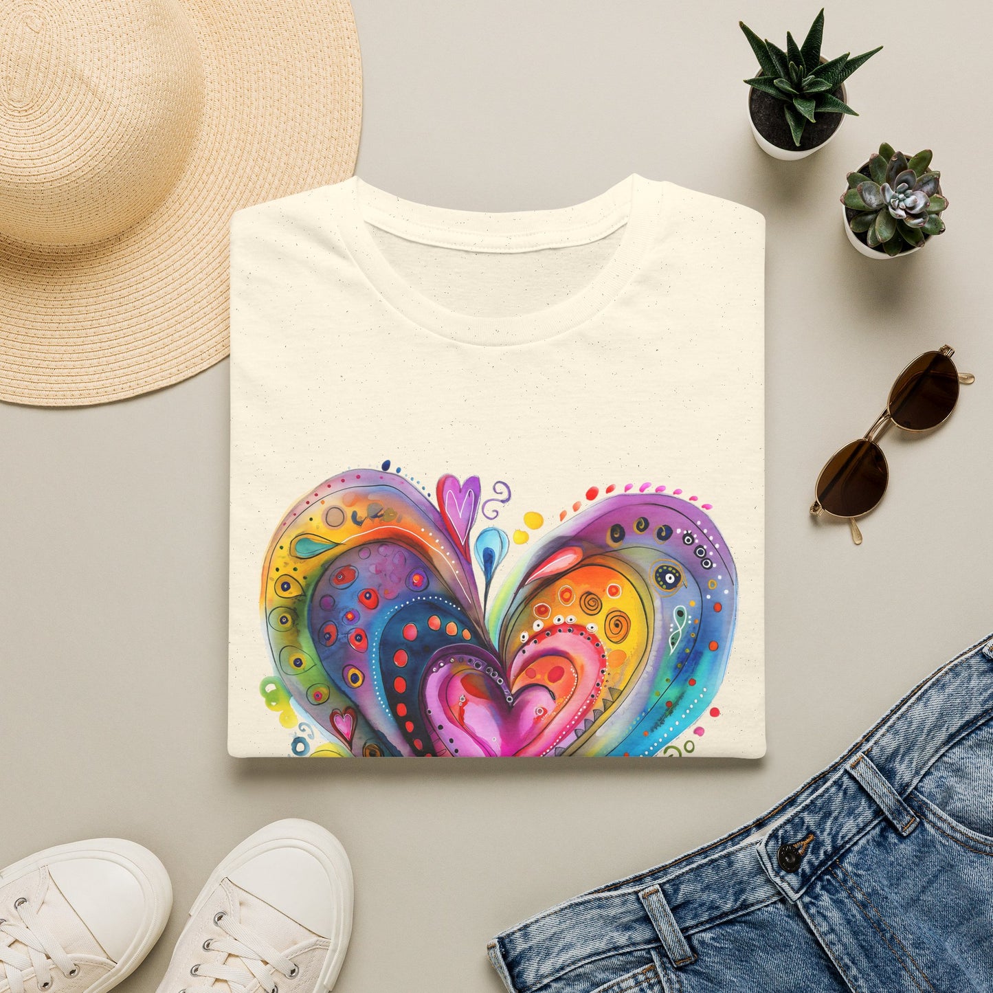 Unisex Watercolor Heart Softstyle T-Shirt