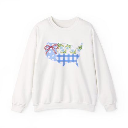 Patriotic U.S. Floral Crewneck Sweatshirt