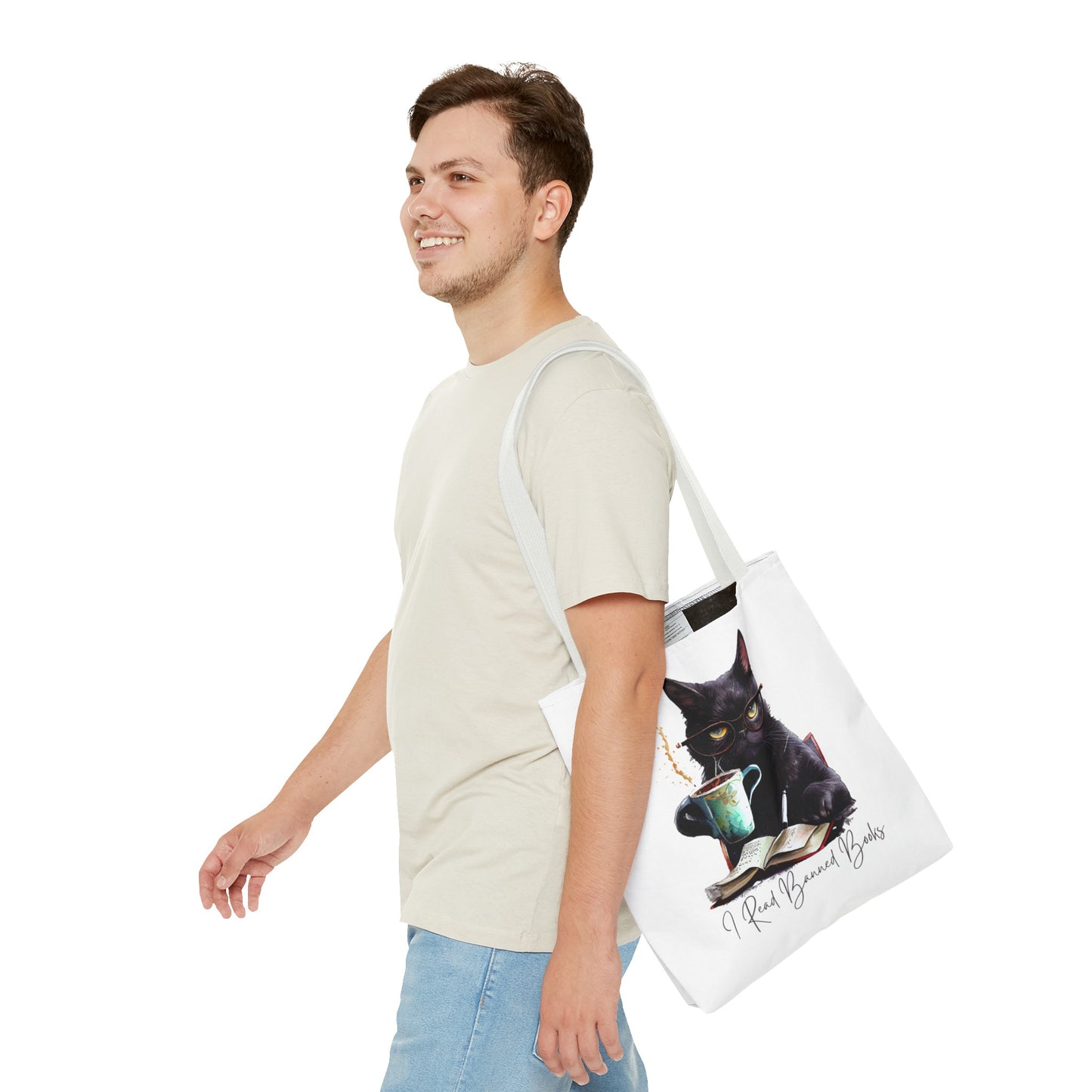 I READ BANNED BOOKS BLACK CAT Tote Bag