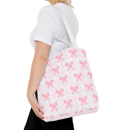 Girlie Pink Coquette Bow Tote Bag